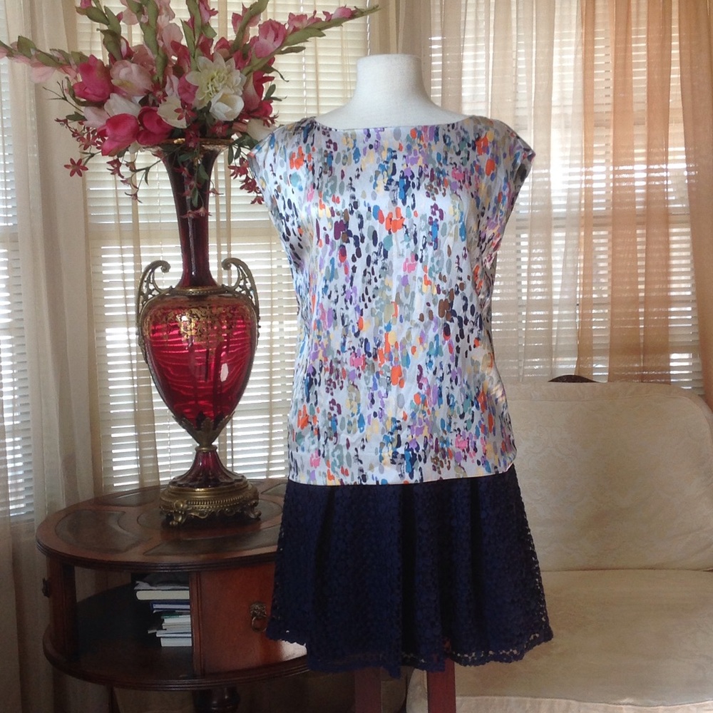 Theory silk multi color top